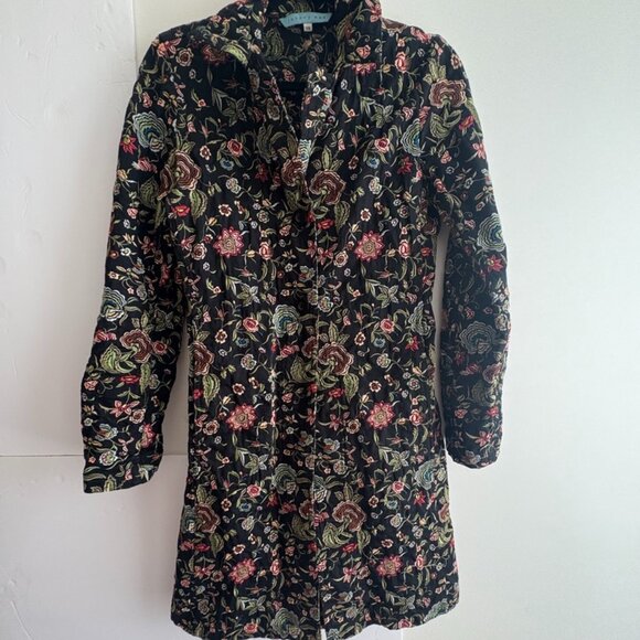 VINTAGE JOHNNY WAS Embroidered Floral 100% Cotton Jacket Overcoat Stunning XS - Picture 4 of 13